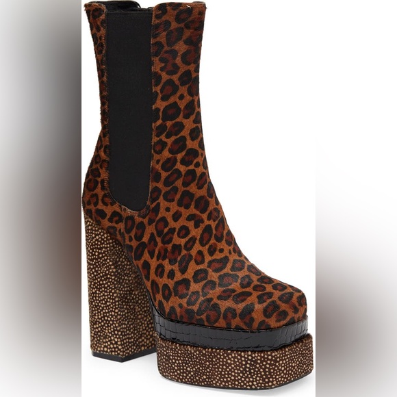 NWOT Jeffrey Campbell Dance Genuine Calf Hair Platform Chelsea Boot Size: 8 - Picture 1 of 12